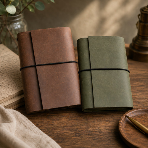 Handmade leather journal with - handmade,