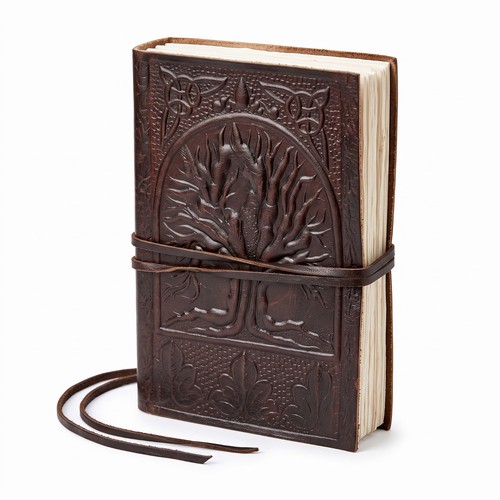 Leather journal embossed - leather,
