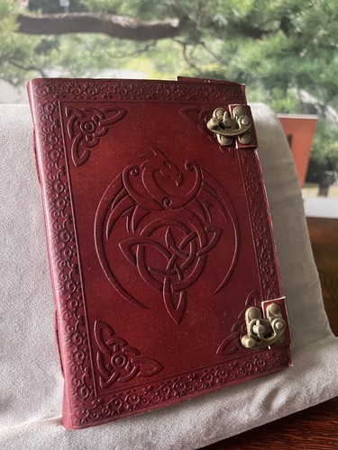 Handmade leather bound house - leather,