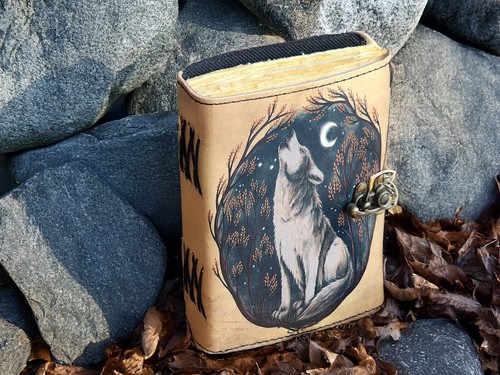 Wolf leather journal blank - wolf,