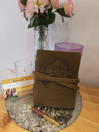 Leather journal mountain - leather,