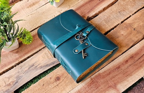 Key leather journal brass - a5,